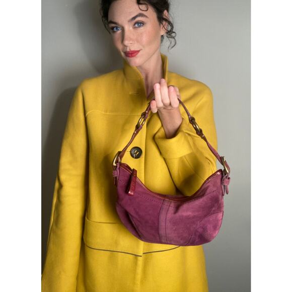 COACH Soho 9658 Hobo Bag Purple Suede Baguette Handbag Y2K Auth! Orig Owner! - Picture 2 of 12